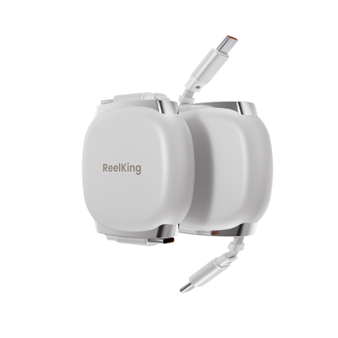 Reelking C타입-C타입 자석타입 휴대용 릴케이블 초고속 PD PPS 240W, 2개, 파스텔화이트, 1m