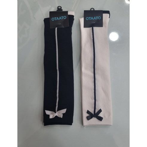 OTAATO 여성골프 사계절 무릎밑 리본니삭스MJGO613, 블랙, 1개