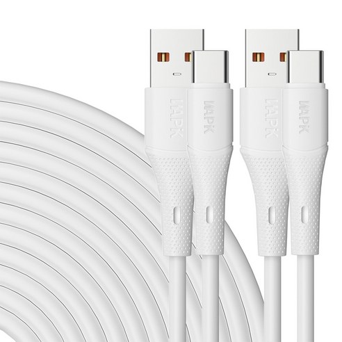 Wapik C타입 고속충전 케이블 YT01 PD60W A-C, 2개, 화이트, 2m