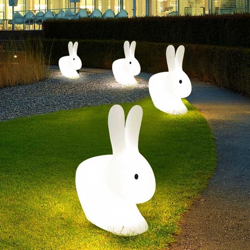 라운지클럽 의자 토끼 디자인 램프 조형물 야외 LED의자, 전구색, 1개