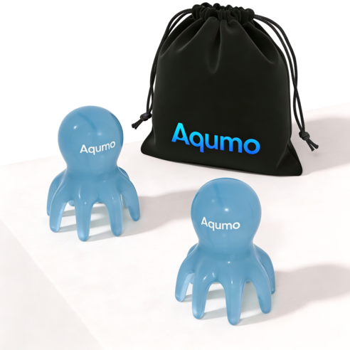 Aqumo 문어 두피 괄사 마사지기, 블루, 1세트