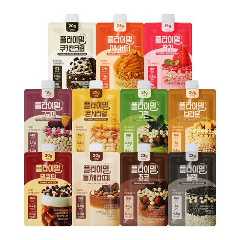 Peulramil Protein Swekeu Pouch Seutateo Pack 11 Types 11 Ji Flavor , 45 g, 1 1 Pack (플라이밀 단백질 쉐이크 파우치 스타터팩 11종 11가지 맛, 45g, 11개)