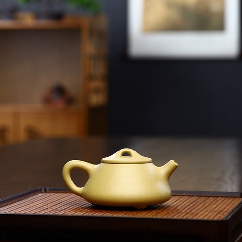 紫砂壺小容量茶壺宜興黃金段泥子冶石瓢壺, 泥小石瓢150ml , 1個