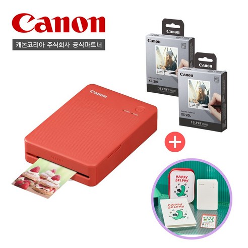 [캐논공식파트너] 캐논 포토프린터 SELPHY QX20/전용인화지(40매)/조구만패키지, 레드