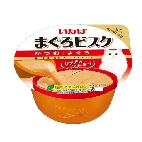 [오늘까까] 이나바 챠오 비스크 컵 고양이 간식, 혼합맛(가다랑어&참치), 70g, 6개