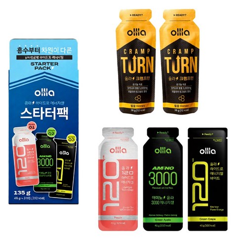 올라 120 파워젤 에너지젤 스타터팩 올라 크램프턴 근육경련 방지 마라톤 러닝 자전거 스포츠 식품 세트