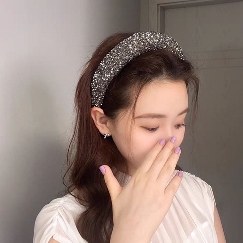 히또리 S2497 반짝이 큐빅 볼드 보석 쿠션 헤어밴드 머리띠