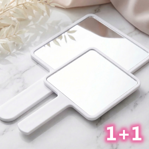슈나온 1+1 와이드 사각 메이크업 손거울, 1개, 화이트