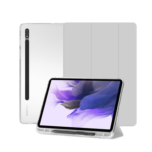 니하 갤럭시 탭 S8플러스/ S7플러스 / S7FE 클리어 S펜 수납 케이스, 그레이