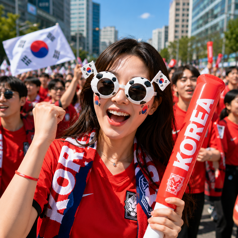2026 북중미 월드컵 대한민국 응원도구 축구공 응원 선글라스 태극기 응원안경, 1개
