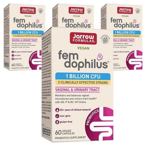 재로우 우먼 펨-도필러스 유산균 10억 베지테리안 캡슐, 60정, 4개