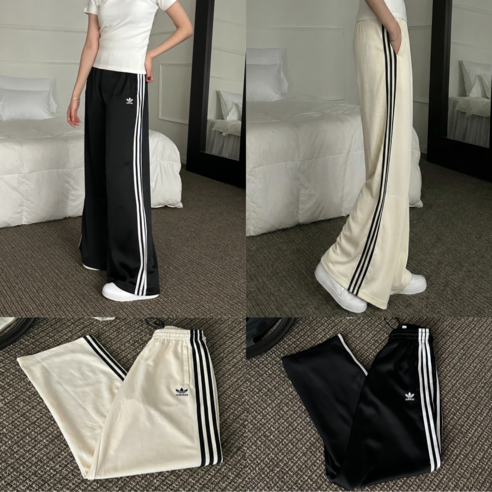 아디다스 여성용 새틴 와이드 트랙 팬츠 트레이닝 바지