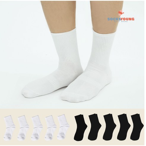 삭스영 여성 중목양말 무지 10p