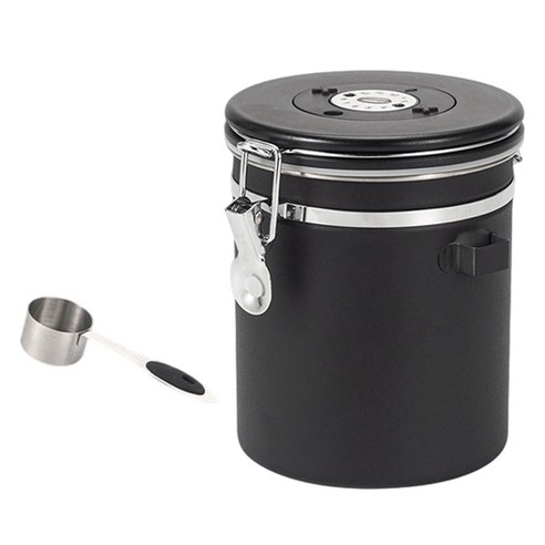 SHUNFA 304 스테인레스 스틸 커피 밀폐 용기 1.5L, 1개, 매트 블랙