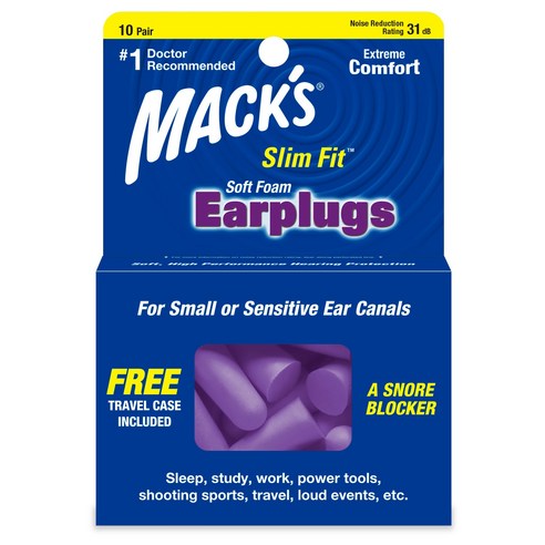 Macks 슬림핏 소프트폼 이어플러그, 1개, 10쌍