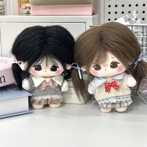 모카돌 10cm솜인형옷 리본조끼 치마 셔츠, 1개, 크림 조끼, 10cm
