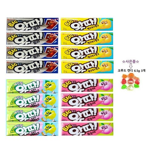 롯데제과 왓따 23g 콜라 4개 + 망고 4개 + 청포도 4개 + 복숭아 4개 (합16개) + (사은품 크루드사탕 6.5g 3개 ...