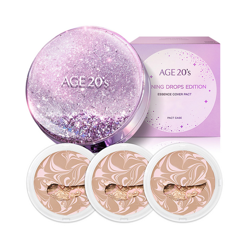 에이지투웨니스 샤이닝 드롭 에디션 뉴오리지널 에센스 커버 팩트 케이스 + 리필 12.5g x 3p, 21호 핑크라떼, 1개