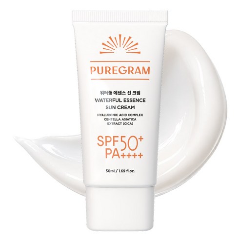 퓨어그램 워터풀 에센스 선크림 유기자차 SPF50+ PA++++ 눈시림 없는 백탁없는 수분 선세럼, 1개, 50ml