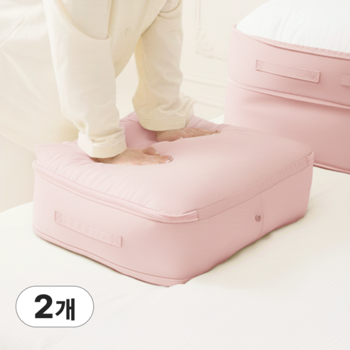 리브젠 이불 정리 압축 파우치, 2개, 핑크