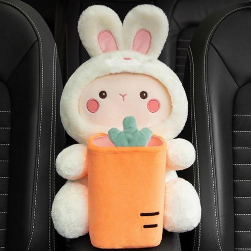 제엠씨 차량용 다용도 티슈케이스휴지통 자동차 인테리어 용품, 토끼, 1개