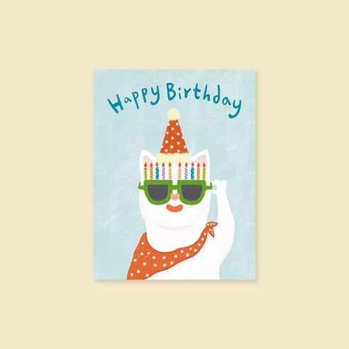 캘리엠 캘리그라피 생일카드 YA2305 - CAT HAPPY BIRTHDAY 고양이카드 감사카드 사랑카드