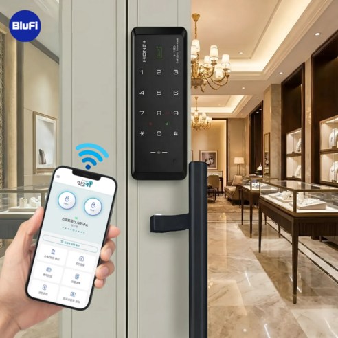 블루파이 IoT 샷시문 와이파이 도어락 - 보조키 매장 상가 사무실 방화문 무인 원격 잇소키, M-1300VCKIoT, 전문가 설치 권장, IoT 보조키(샷시문) 도어락