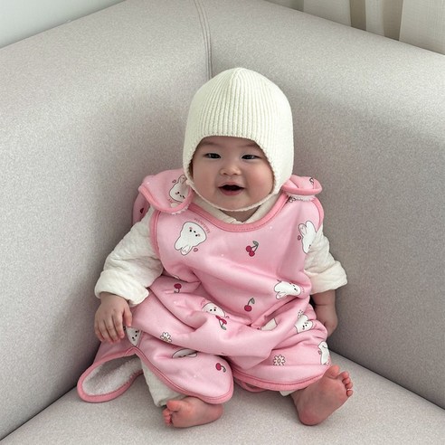 마롤로뜨 빌리지 극세사 아기 수면조끼 아기내의 실내복 겨울 유아잠옷 보온, 마롱이_극세사 수면조끼