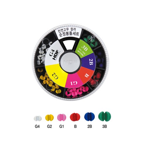 해동조구사 천연고무 컬러혼합 순정 봉돌세트 좁살봉돌 조개봉돌, 1개, 1개입