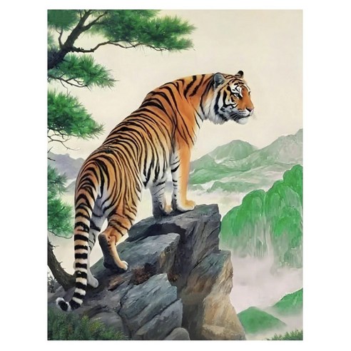 호우맘 액자 캔버스형 보석십자수 DIY 키트 40 x 50 cm, 1개, HM-137 호랑이