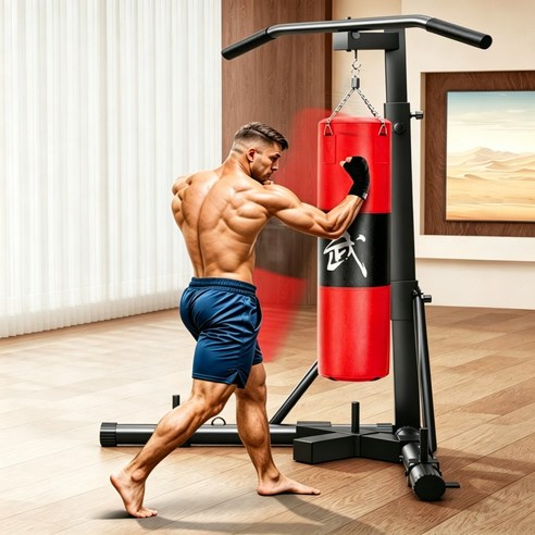 행거 펀치볼 샌드백걸이 샌드백거치 스탠딩 샌드백 거치대 183-233cm, 블랙