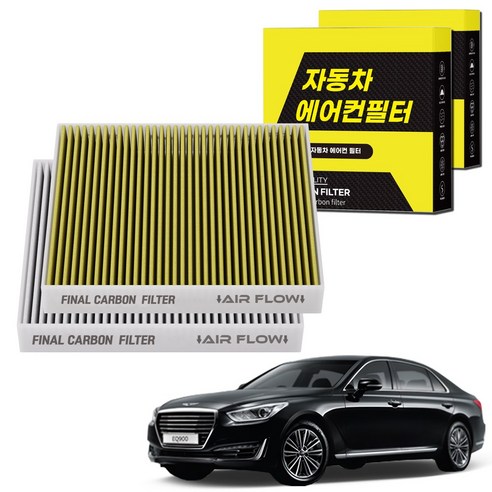 1+1 자동차 에어컨필터 그린 활성탄 냄새차단 순정형 PM, 2개, 제네시스 EQ900 [FCA-09]