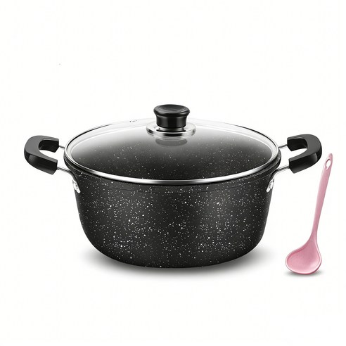WHH 맥반석 코팅 냄비 3종 대용량 냄비 양수냄비, 1개, 블랙, 26cm