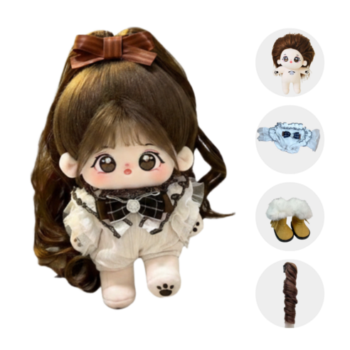 티니숲속 20cm 인형 엠마 아이돌 무속성 솜 인형 유골 뼈깅 솜뭉치, 엠마+가발+점프수트+부츠, 1개
