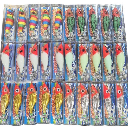 낚시맨 왕눈이에기 문어에기 혼합 세트, 1세트, 100g, 고추장+수박+색동+야광+금비+은비