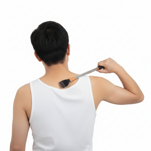 원더블 스테인리스 확장형 효자손, 블랙, 1개