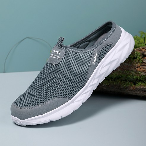 XVWO 남성 메쉬 뮬 운동화 반슬리퍼 통기성 캐주얼 데일리 빅사이즈 가벼운 여름 남자 운동화