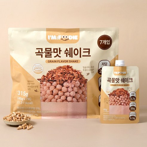 아임푸디 맛있는 곡물맛 단백질 쉐이크 파우치 고단백 저당 프로틴 단백질보충제 45g, 7개 이미지 2