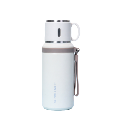 보온병 텀블러 316스테인리스 컵 뚜껑 스트랩 보냉, 1개, 600ml, 화이트