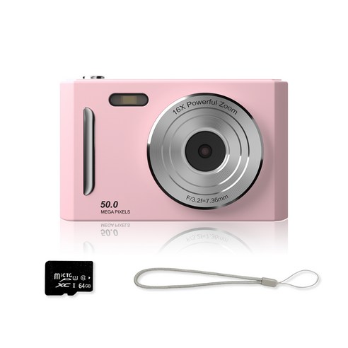 FDUCE M26 고해상도 디지털 카메라 + 64GB 메모리 카드, 핑크