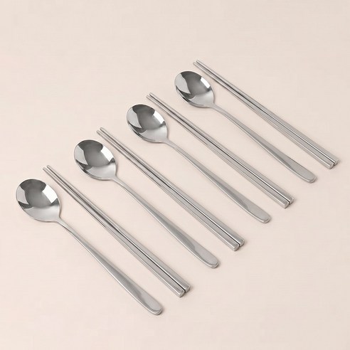 연화삼월 304스텐 수저세트 2인/4인 한식 수저세트, 1세트, 숟가락(4p) + 젓가락(4p), 실버