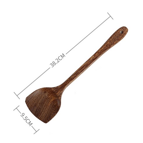 귀월미 천연 원목 조리용 볶음 스푼 주걱 롱핸들 38cm 나무 주방 조리도구, 1개, 원목색