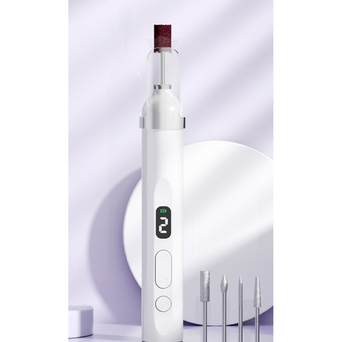 AURRA 휴대용 겔 네일 네일 드릴 가정용 손톱 케어 USB 충전 가능, 1개, 흰색