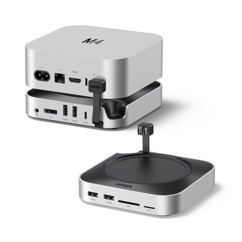 UGREEN 유그린 맥미니 M4/M4 PRO용 10in2 도킹스테이션 USB-C타입 멀티허브|2년 무상보증|DP출력 4K240Hz|10Gbps|M.2 NVMe SSD 호환| 8TB, 1개, 스페이스 그레이
