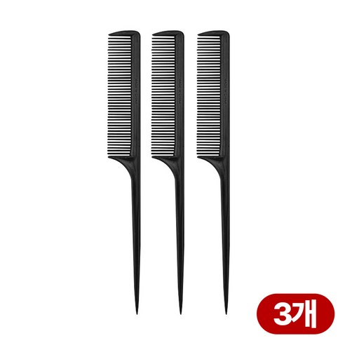 디어픽스 전문가용 미용실 스타일링 꼬리빗 3P, 3개, 블랙