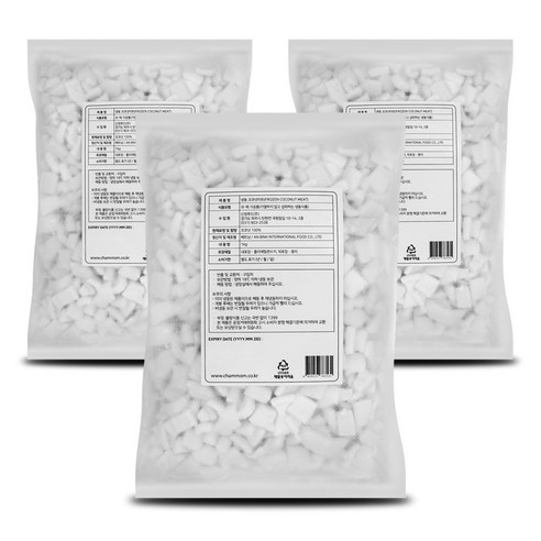 프리미엄 냉동 코코넛 미트 1kg 무설탕 무첨가 열대과일 홈카페 스무디 요리, 냉동코코넛미트 1k..., 3개