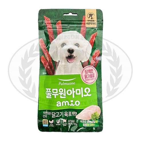 풀무원아미오 자연담은 간식 닭고기 육포 칼슘 PLUS, 닭가슴살, 50g, 10개