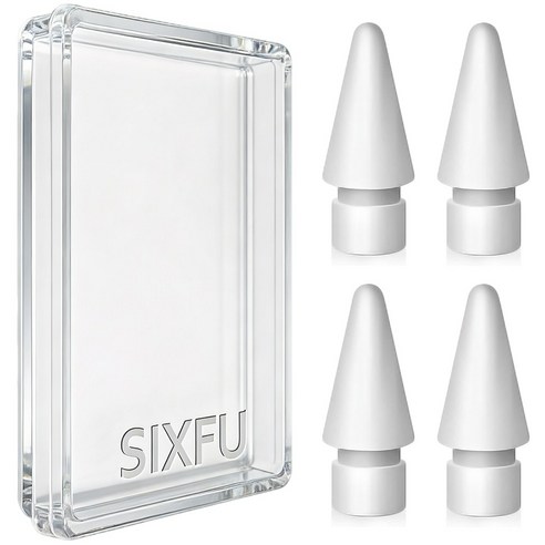 SIXFU 애플펜슬 펜촉은 애플펜슬 프로/애플 펜슬 USB-C/애플펜슬 2세대/1세대와 호환, 4개, 흰색
