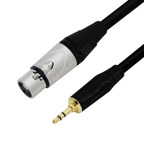 맥라인 XLR/F 캐논 to 스테레오 3.5mm 1/8" 구즈넥 다이나믹 마이크 PC 연결선 오디오 케이블 음향 잭 McLine MC-HA27, 3m, 1개