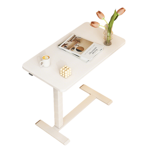 바퀴 달린 다용도 공압식 승강 데스크 (식탁/컴퓨터 책상), 흰색 고정식(40*80cm)
